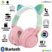 Headphone Bluetooth Gatinho LEF-1037 Lehmox - Rosa Verde